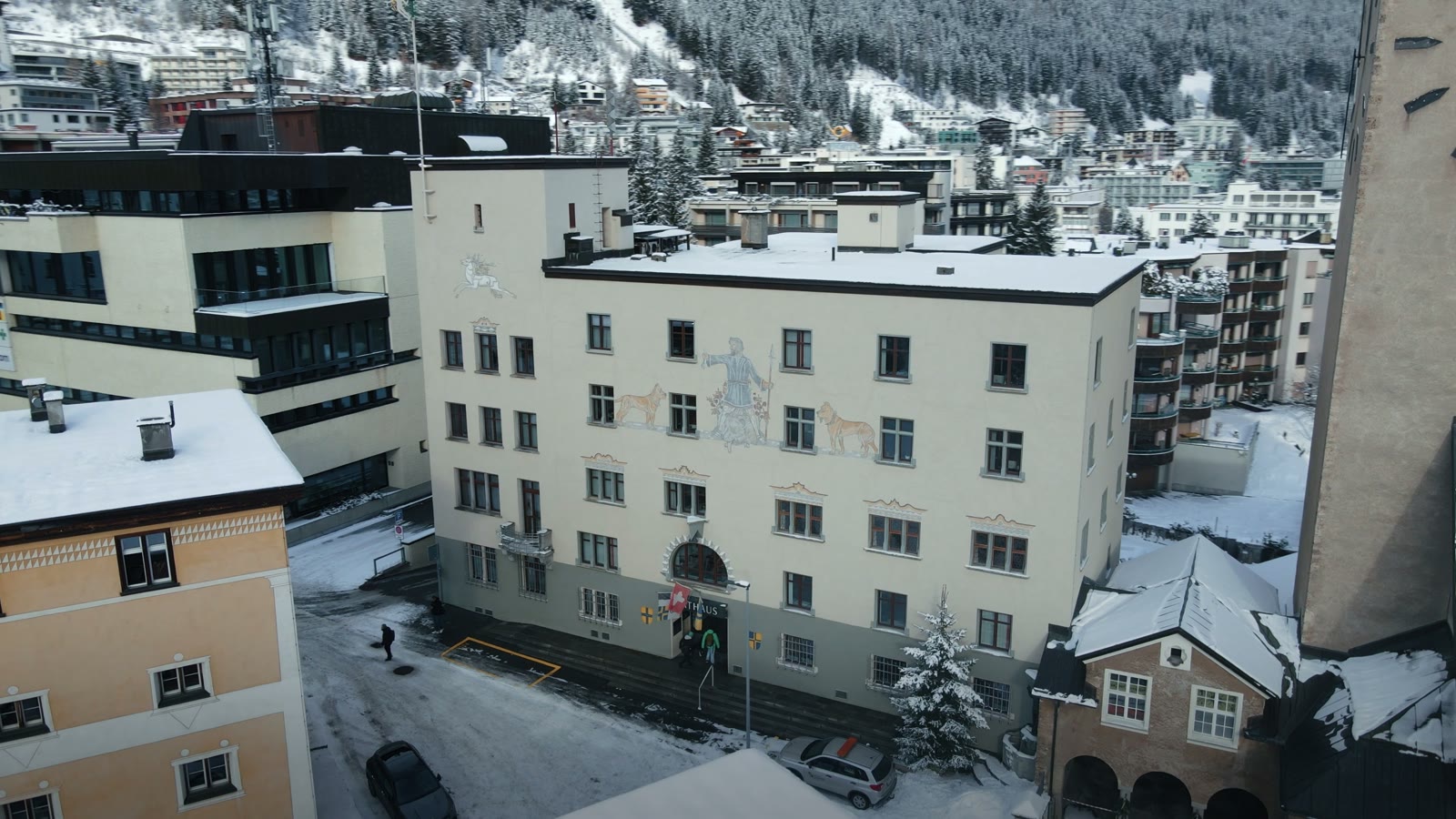 Rathaus Davos im Winter