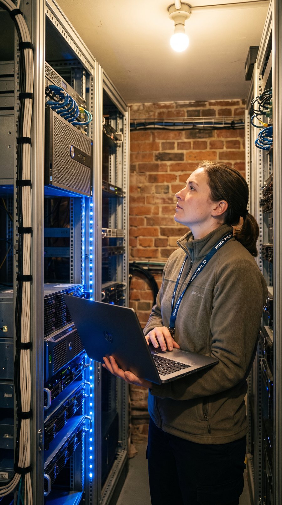 System Administratorin im Serverraum, Symbolbild